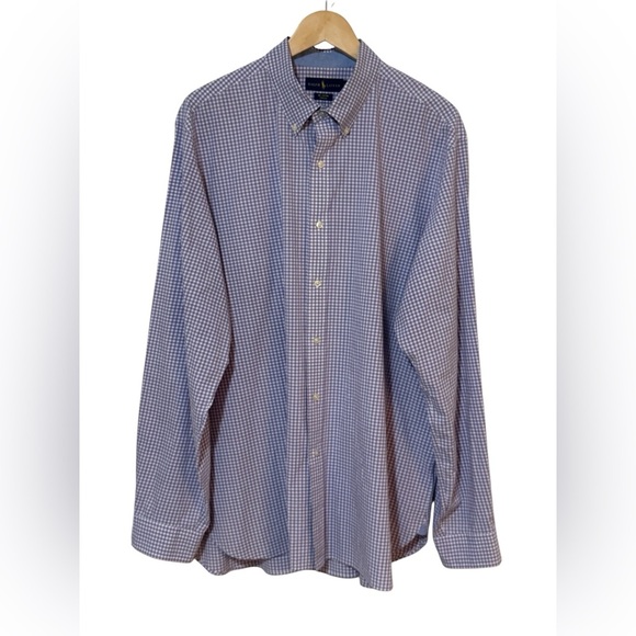 NWOT Ralph Lauren XXL Men's Purple Gingham Checkered Dress Shirt Long Sleeve - Picture 2 of 3